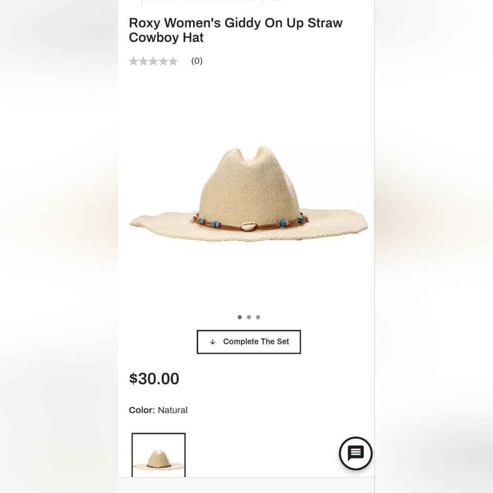 Roxy Natural Straw Cowboy Hat with Beaded Trim